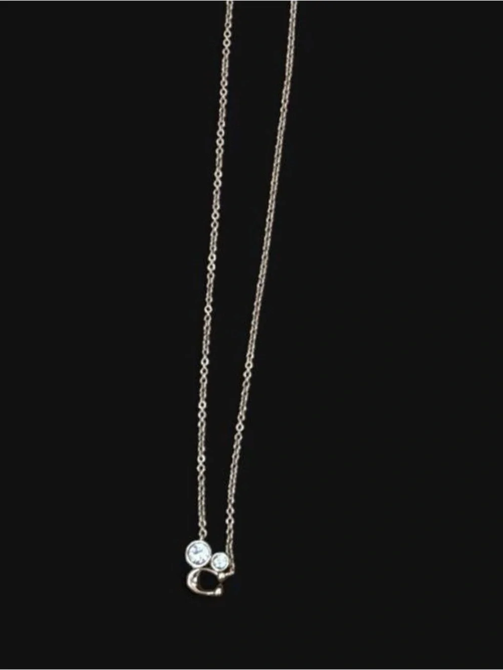 Coach gold Pendant Necklace with Clear Stones